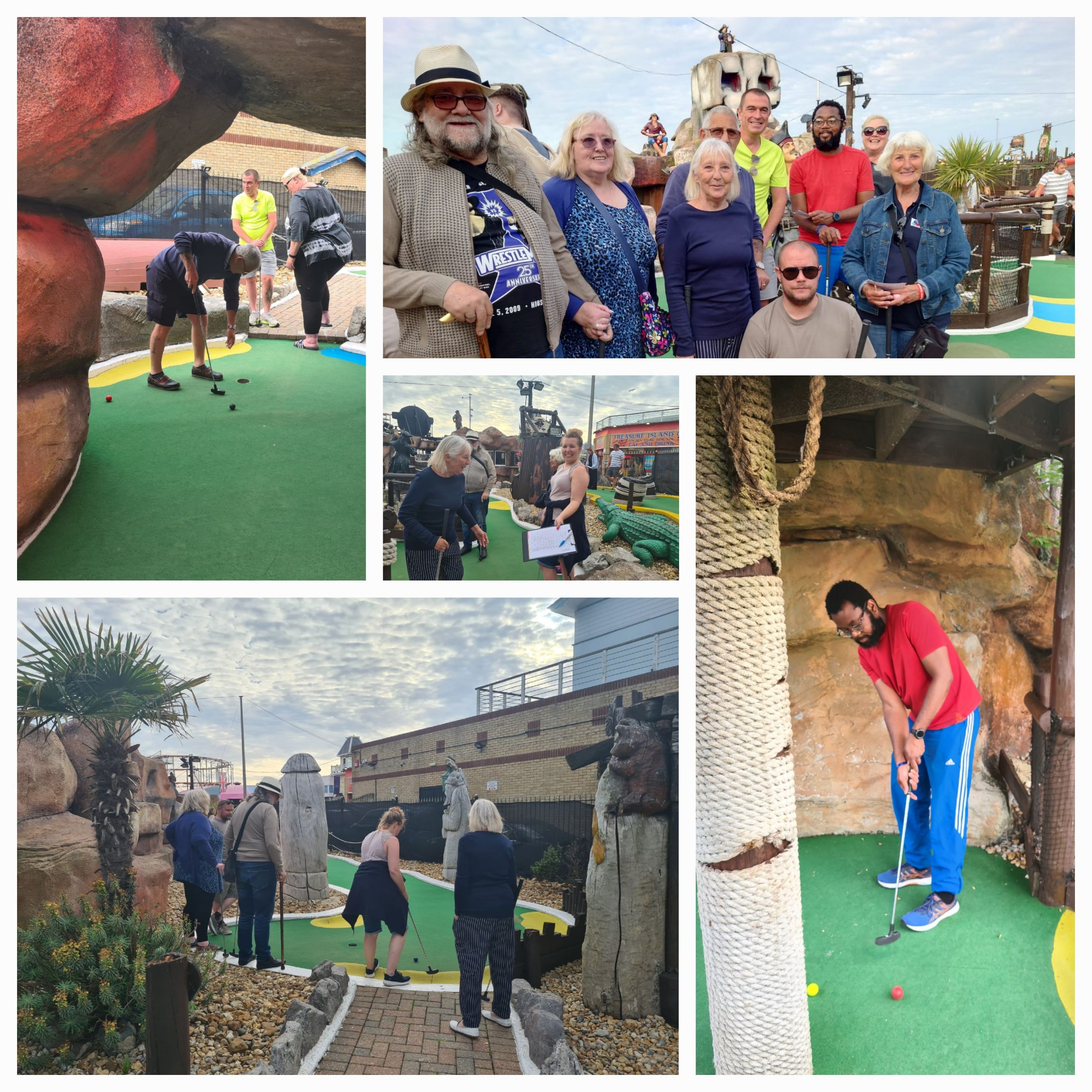 A collage of photos of people playing crazy golf | VOS
