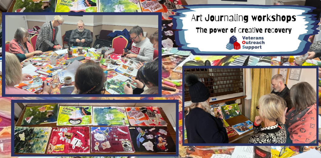 Veterans in Portsmouth participate in an Art Journaling session for creativity and wellbeing.
