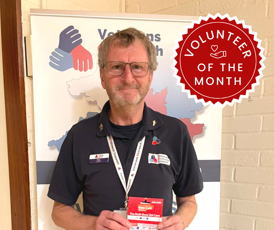 Tony Hudson is Veterans Outreach Support's very first Volunteer of the month. Our veteran charity in Portsmouth, Isle of Wight and the Solent area thrives on the generosity of people like Tony.